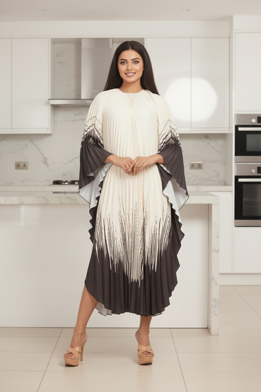 Pleated Dress Free Size - Beige