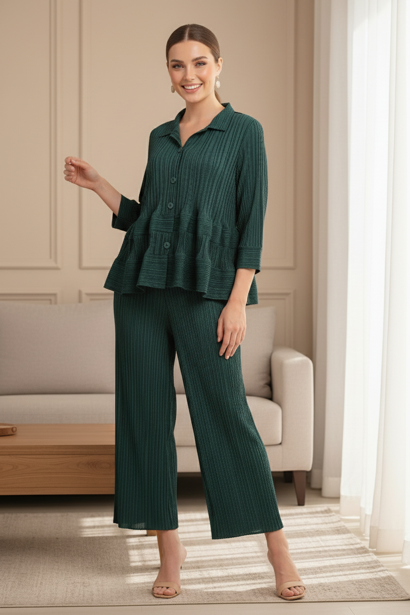 Garnet Polyester Pant Set - Green