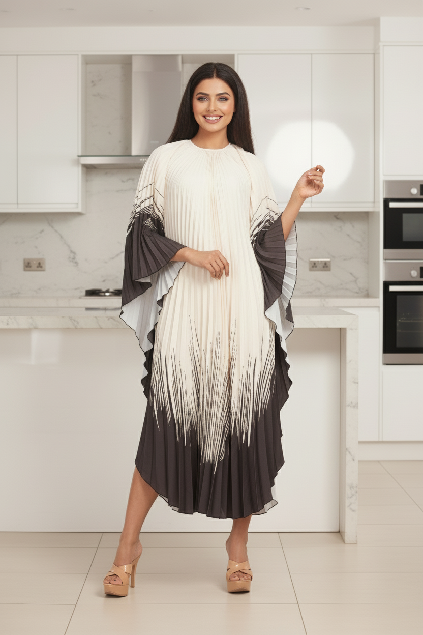 Pleated Dress Free Size - Beige