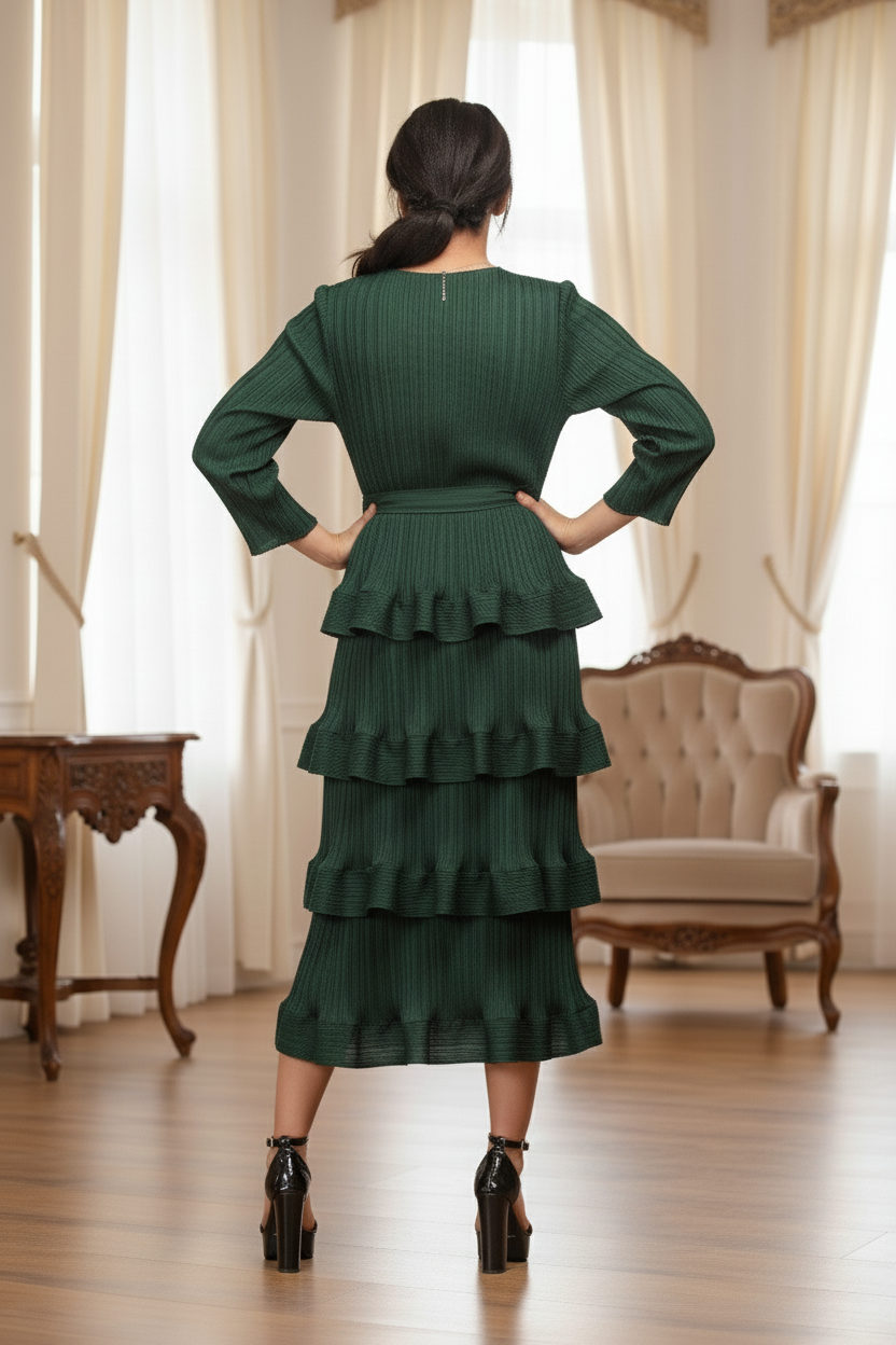 Spring Design Cake Slim Stitching Casual Party - Green