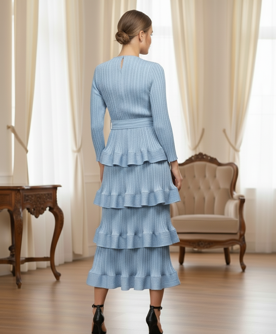 Spring Design Cake Slim Stitching Casual Party - Blue