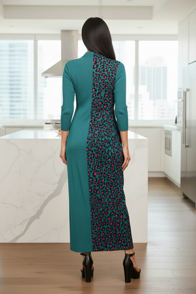 Ruffle Leopard Print - Blue