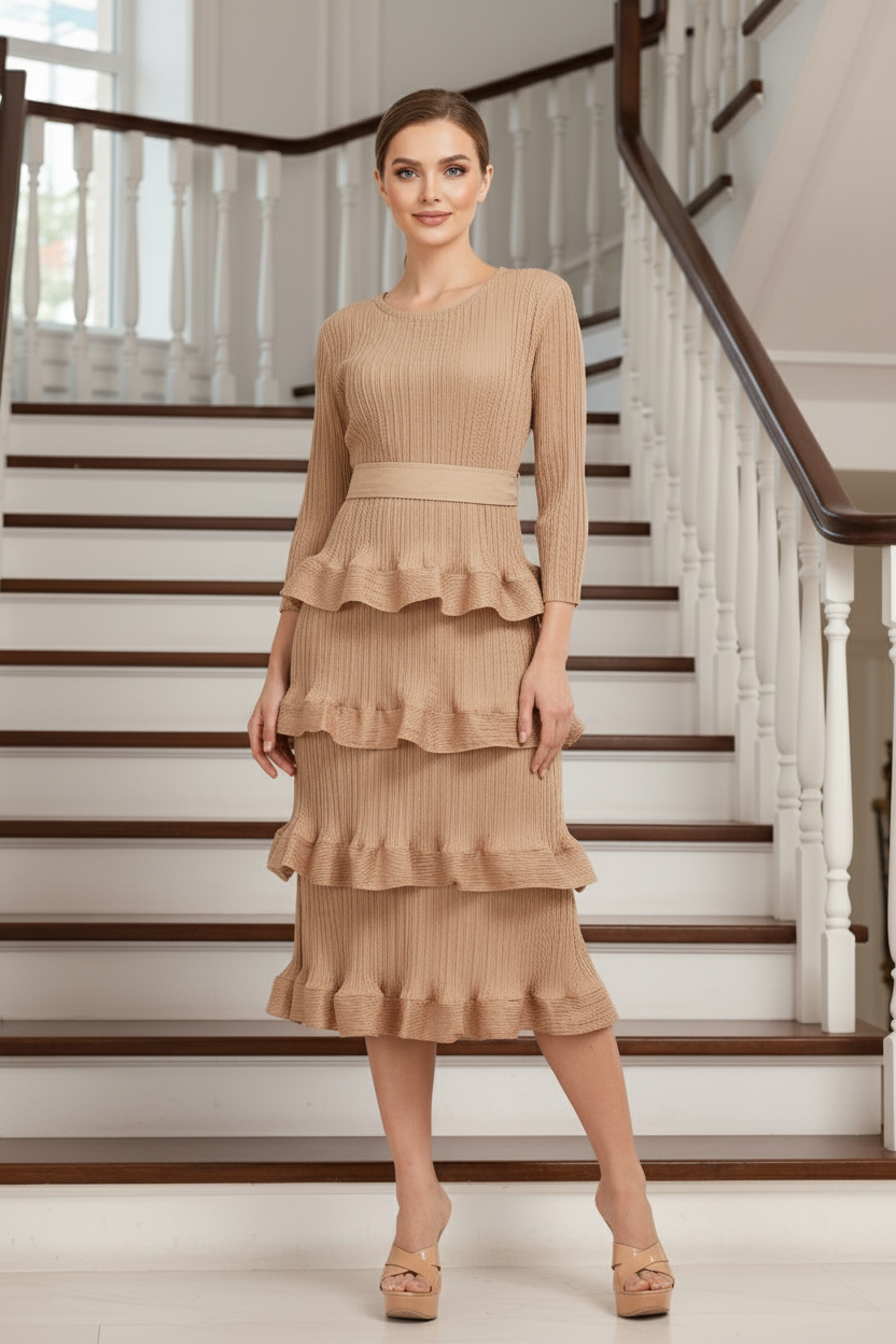 Spring Design Cake Slim Stitching Casual Party - Beige