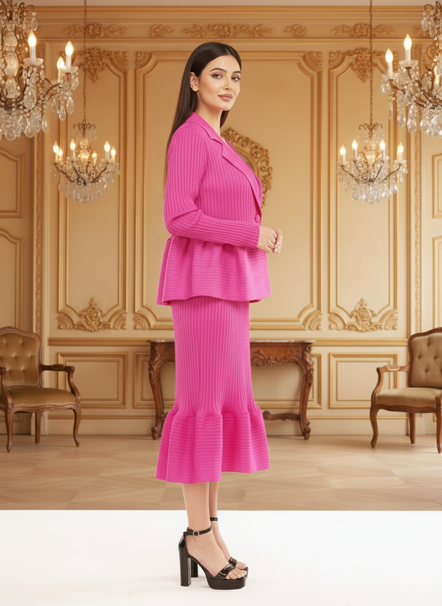 Crew Neck Top Wide Leg Pants - Purple