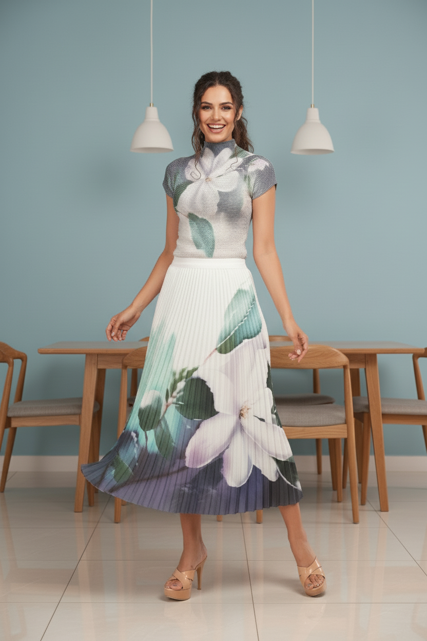 Spring Summer Dress Loose Casual Dress Floral Ink - Green