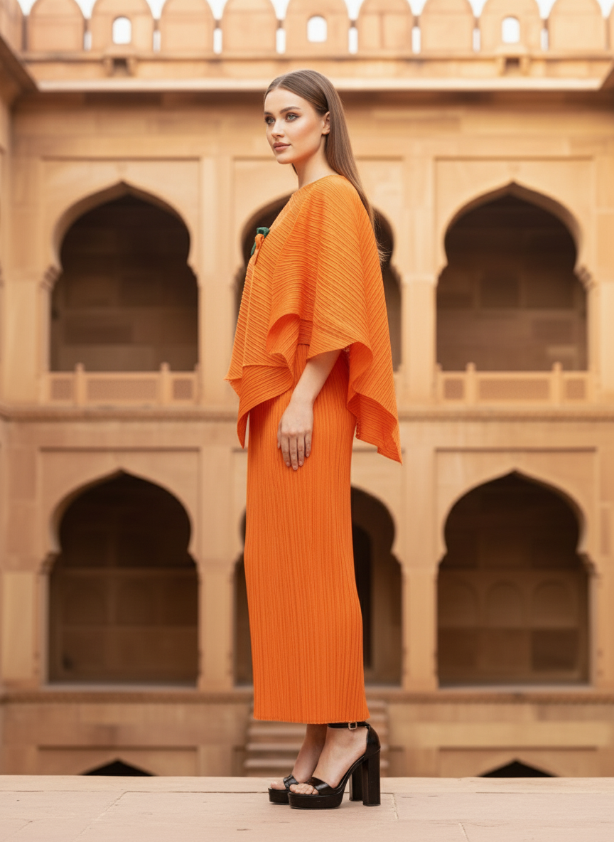 Elegant Two Piece Dress - Orange