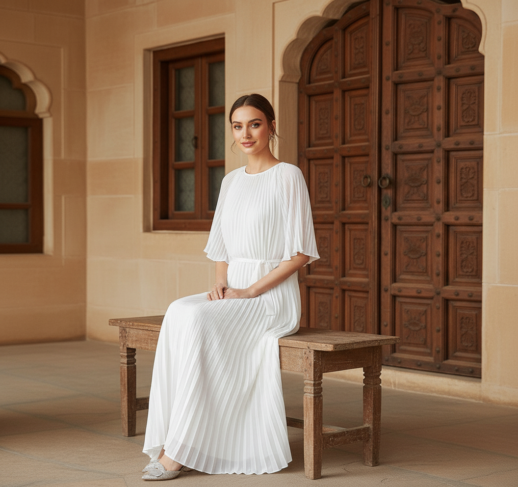 Poly knit skirt - White