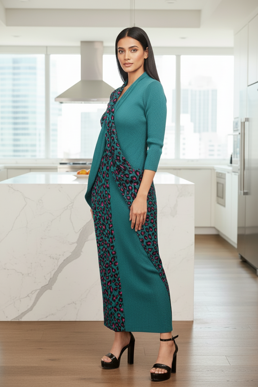 Ruffle Leopard Print - Blue