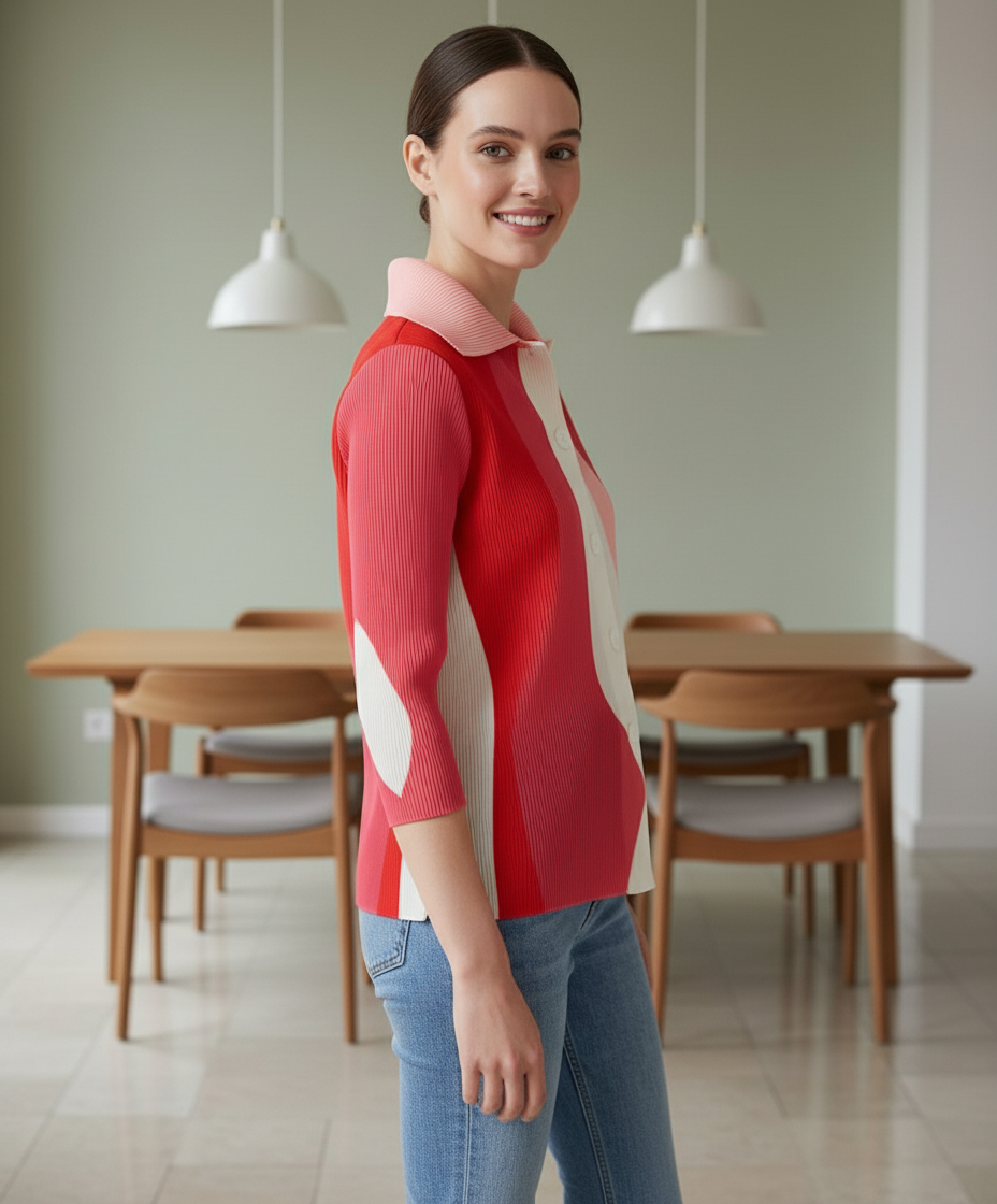 Polyester Edith Color block Printed Shirt