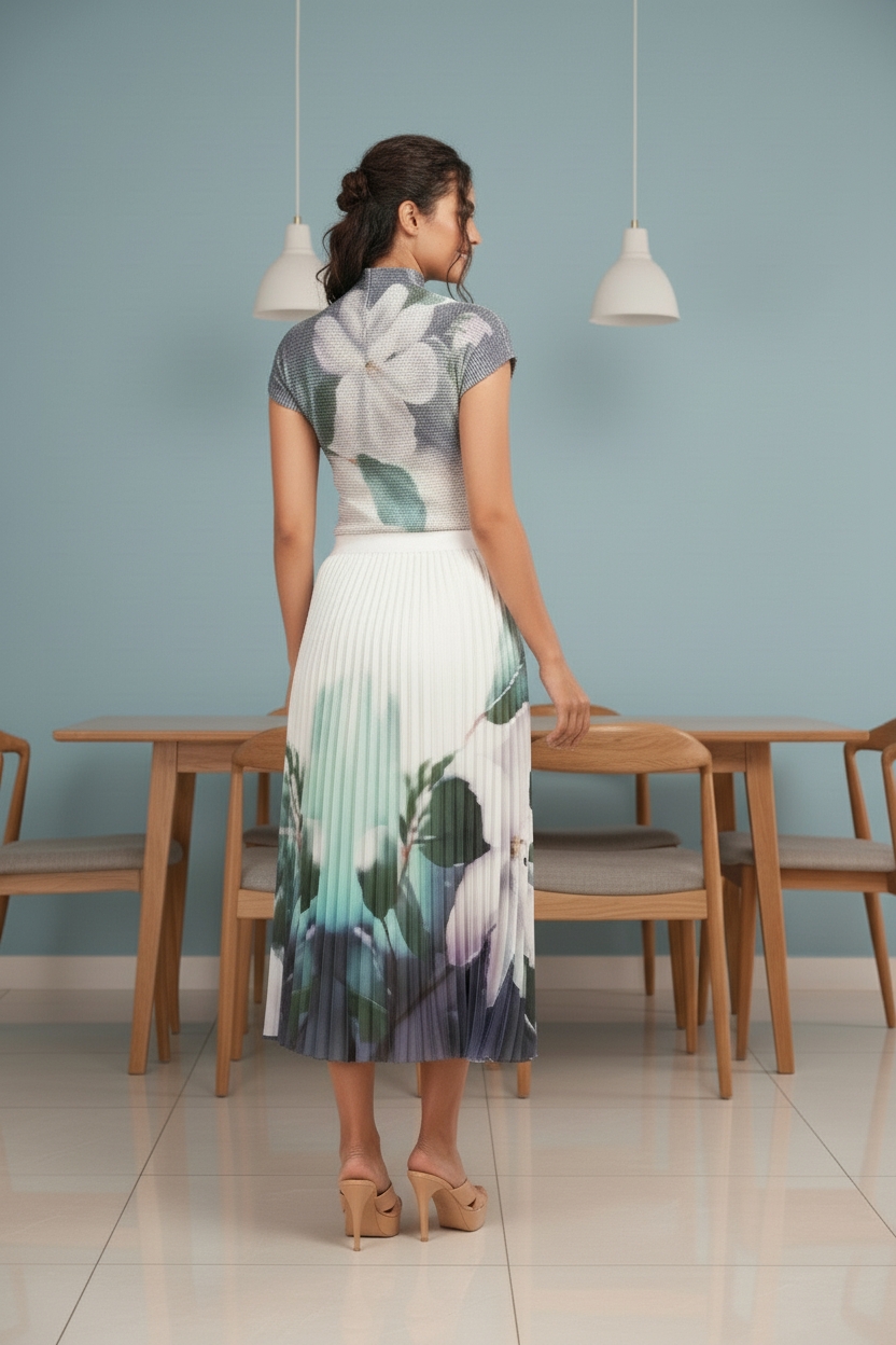 Spring Summer Dress Loose Casual Dress Floral Ink - Green