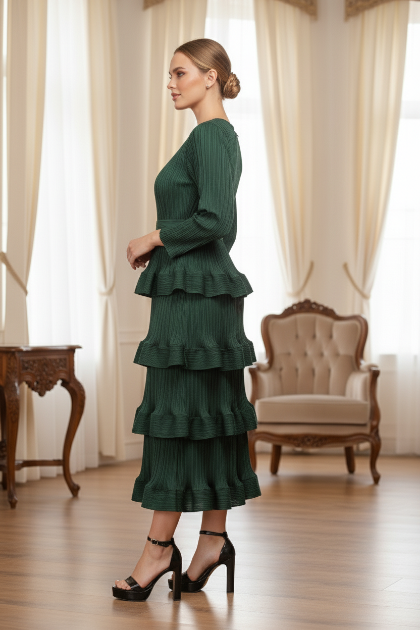 Spring Design Cake Slim Stitching Casual Party - Green