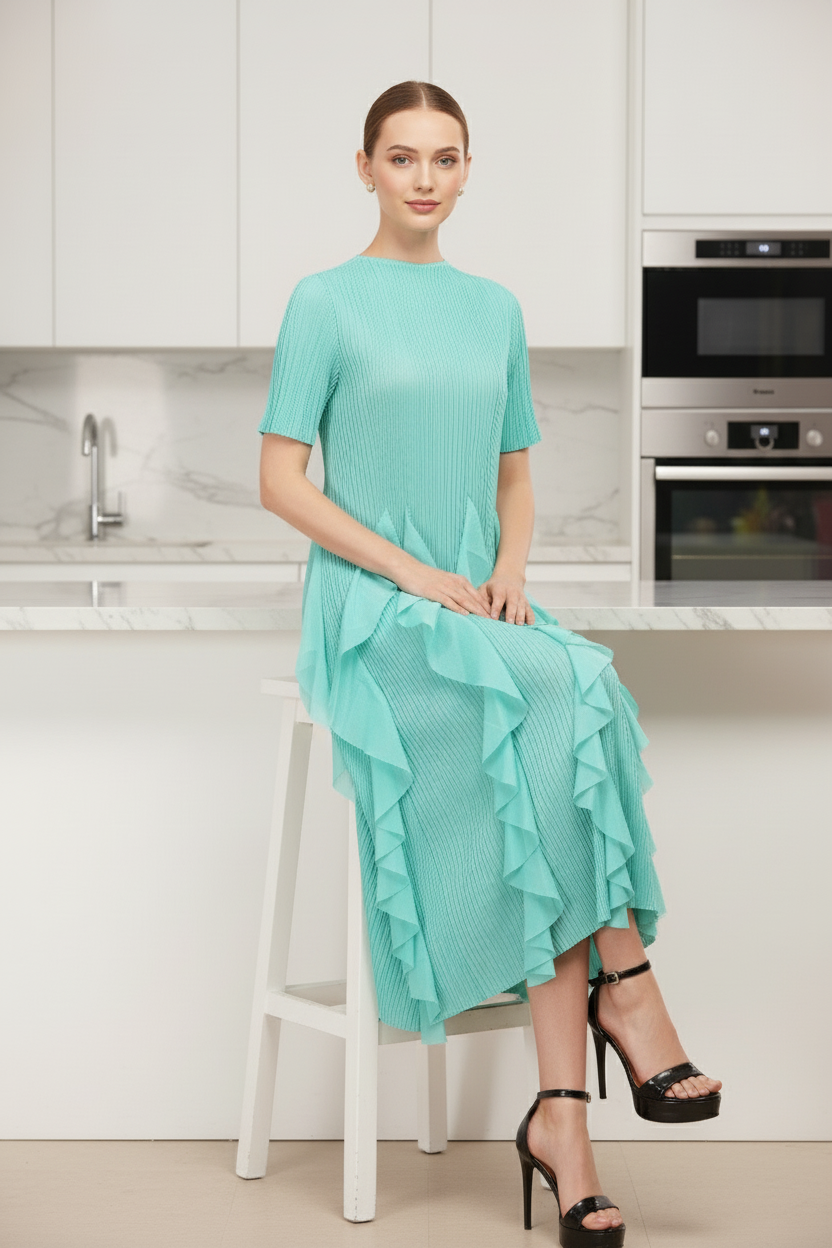 Spring Summer Ruffled Tunic - Mint