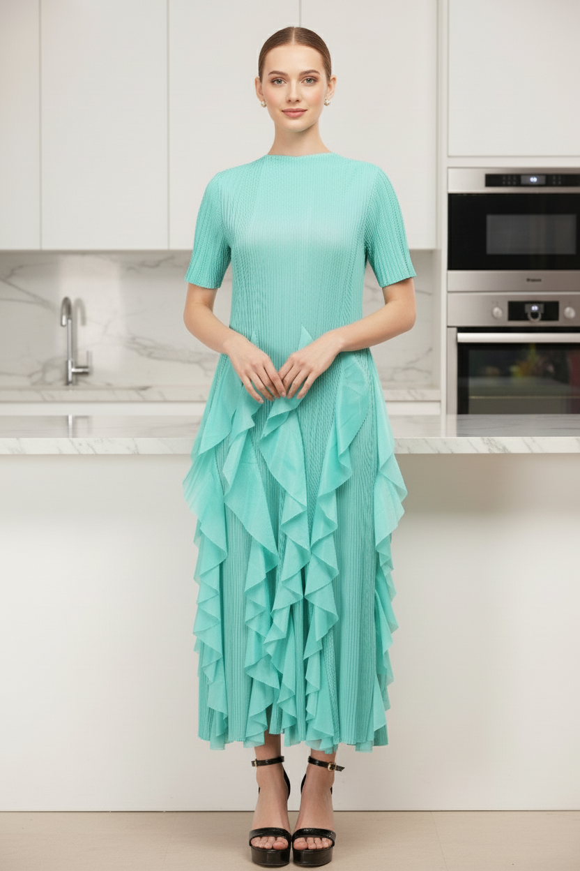 Spring Summer Ruffled Tunic - Mint
