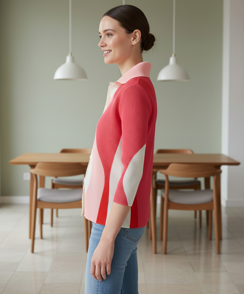 Polyester Edith Color block Printed Shirt