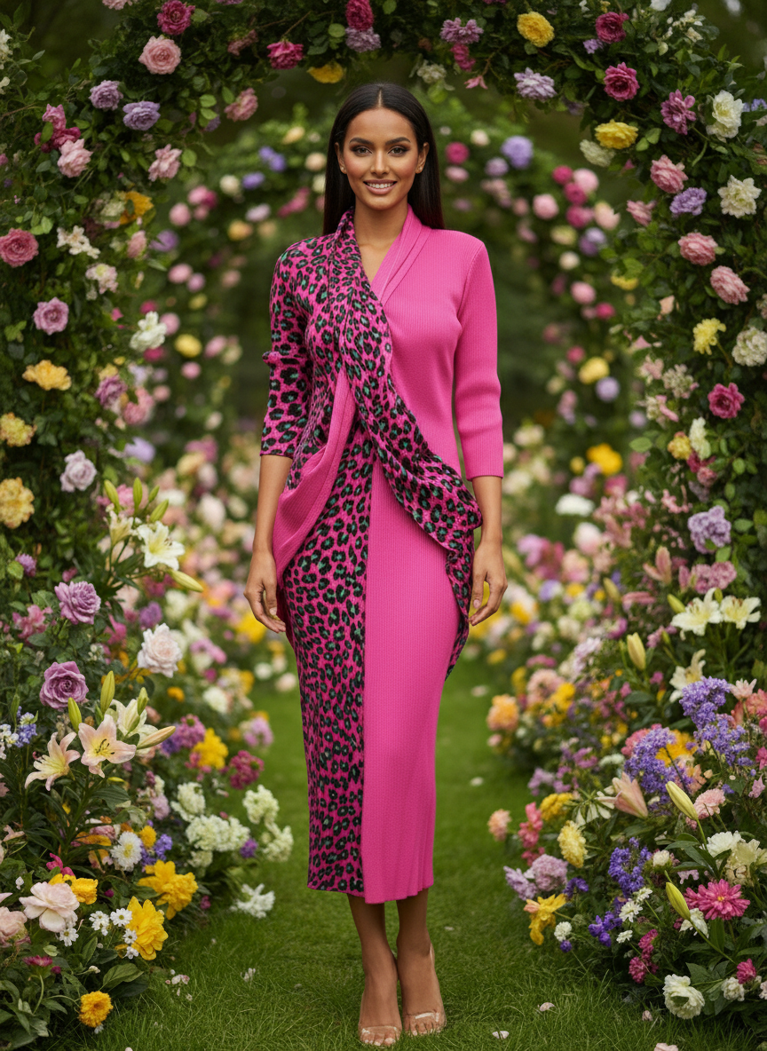 Ruffle Leopard Print - Pink