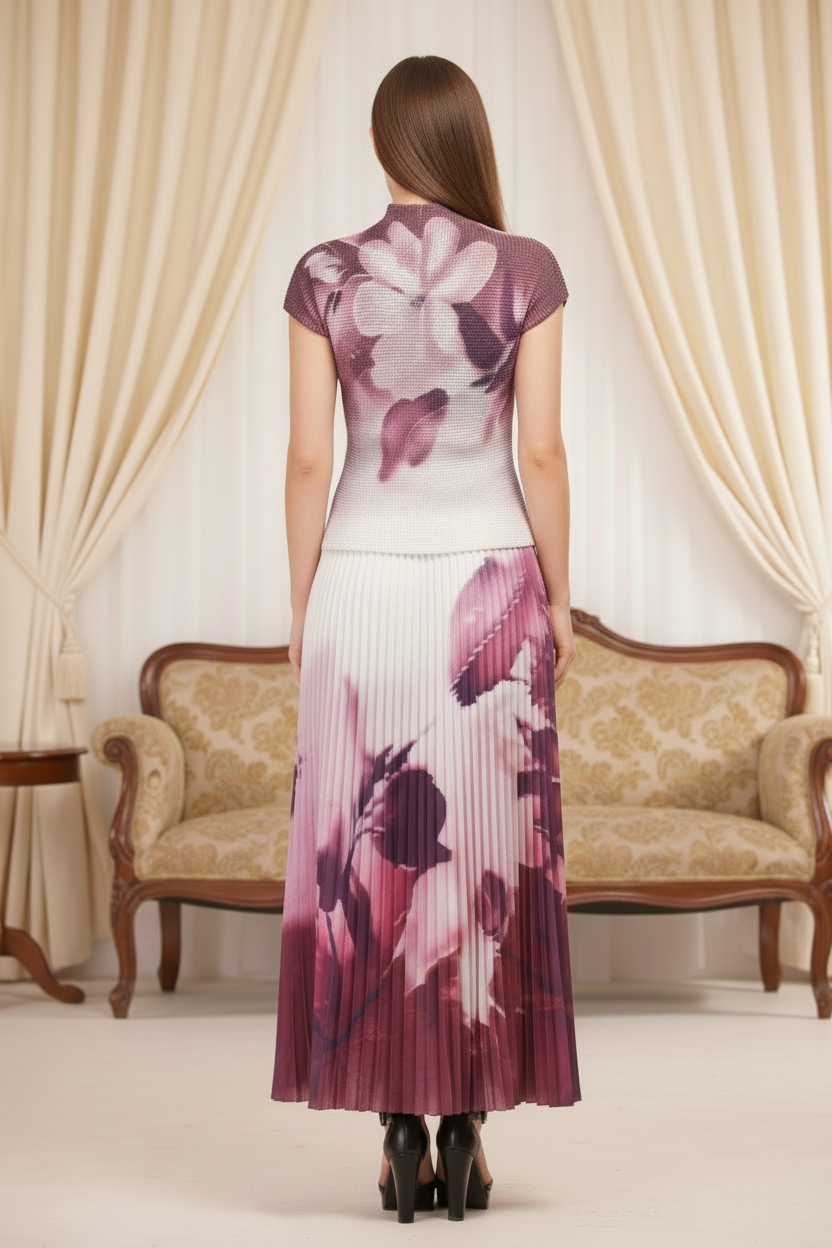 Spring Summer Dress Loose Casual Dress Floral Ink - Purple