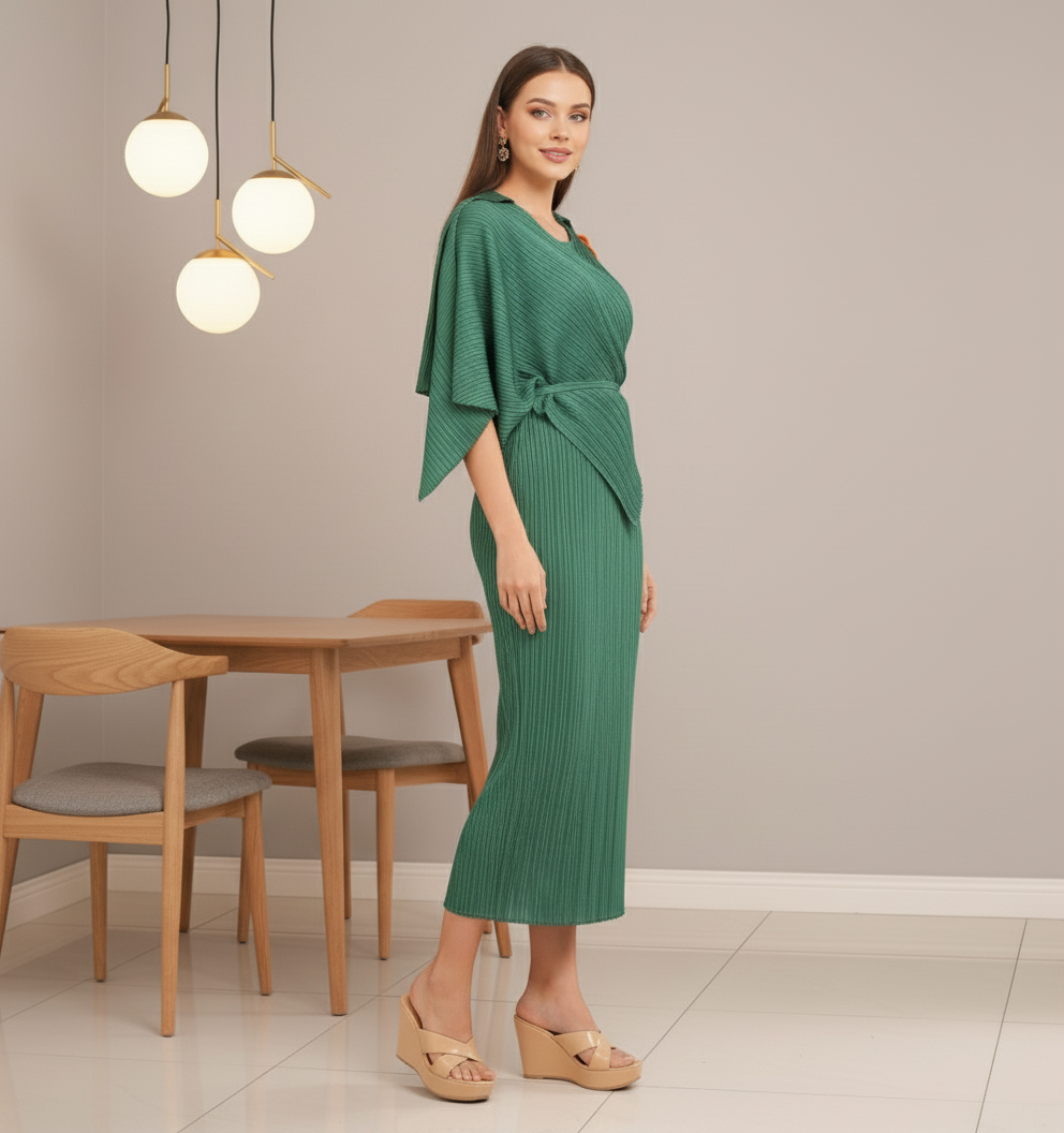 Elegant Two Piece Dress - Green