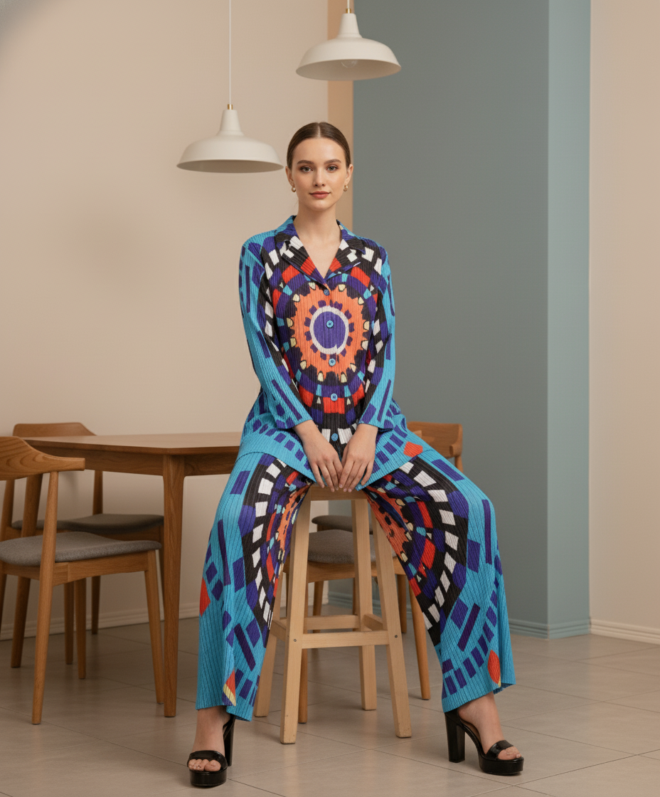 Abstract Geometric Printed design - Blue