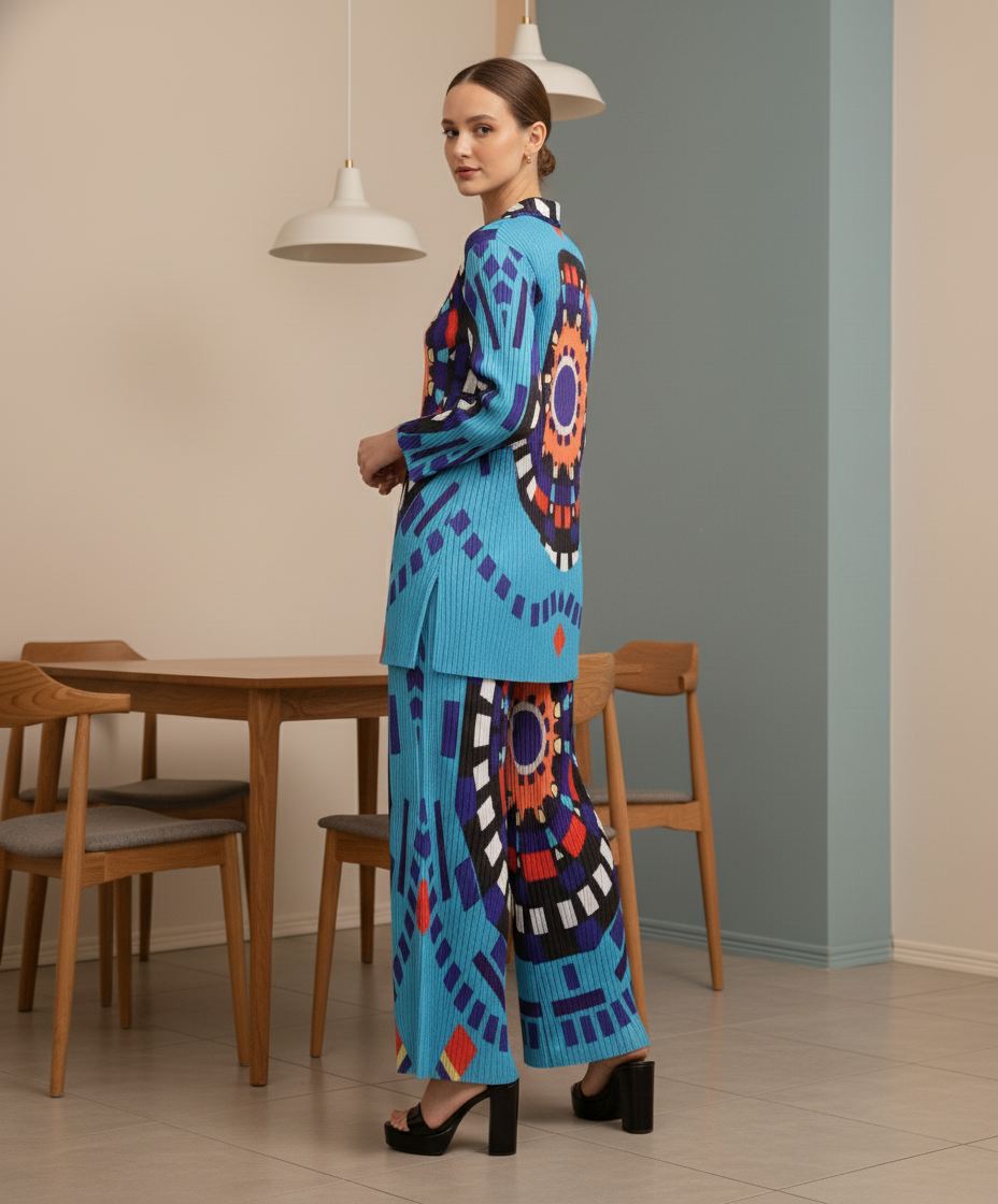 Abstract Geometric Printed design - Blue