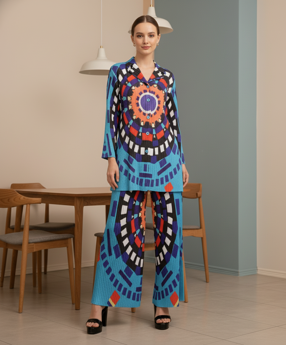 Abstract Geometric Printed design - Blue