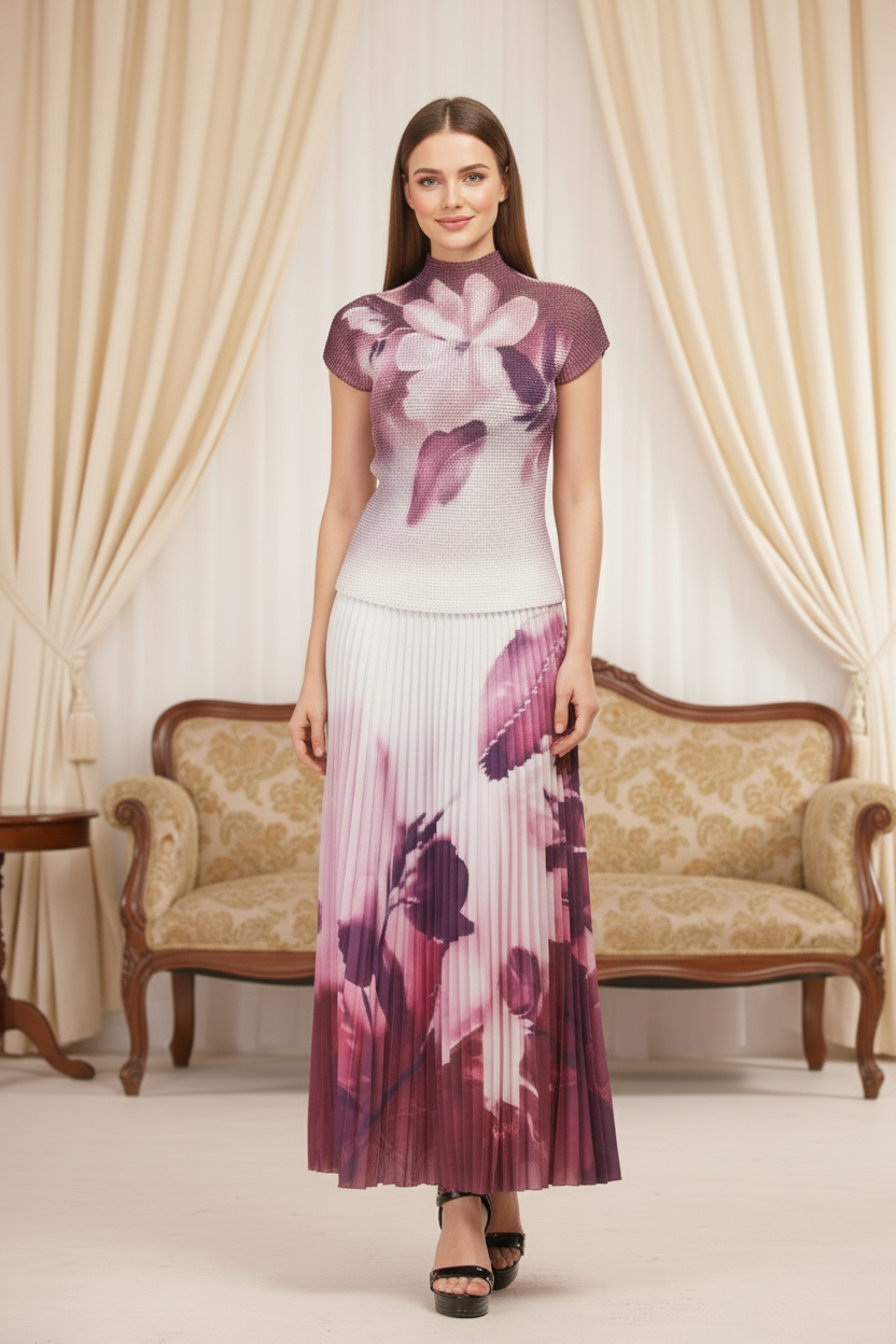 Spring Summer Dress Loose Casual Dress Floral Ink - Purple