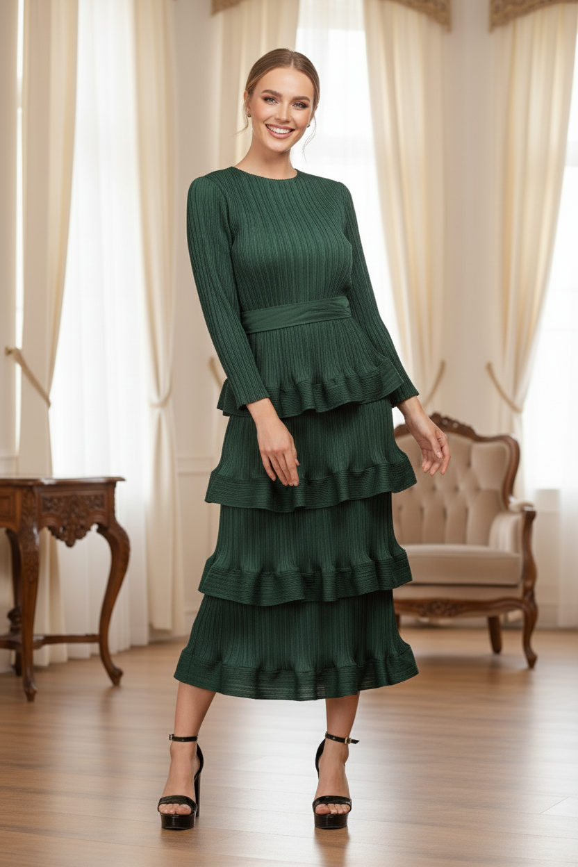 Spring Design Cake Slim Stitching Casual Party - Green