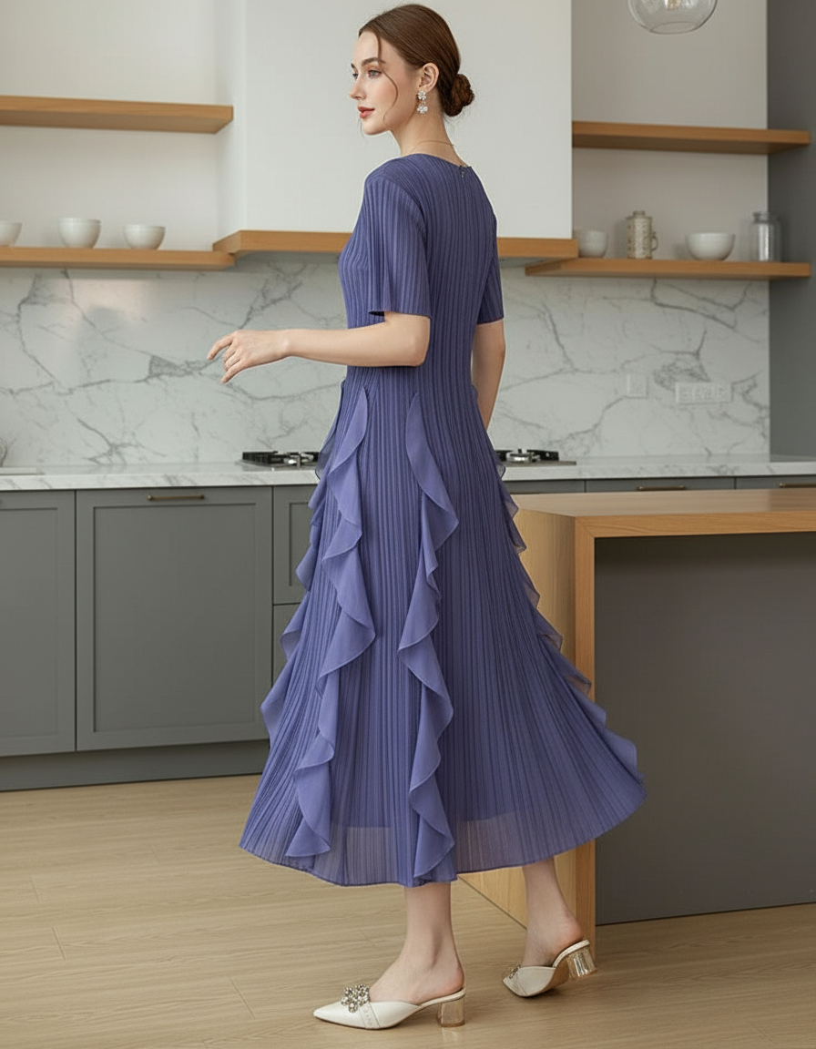 Spring Summer Ruffled Tunic - Purple