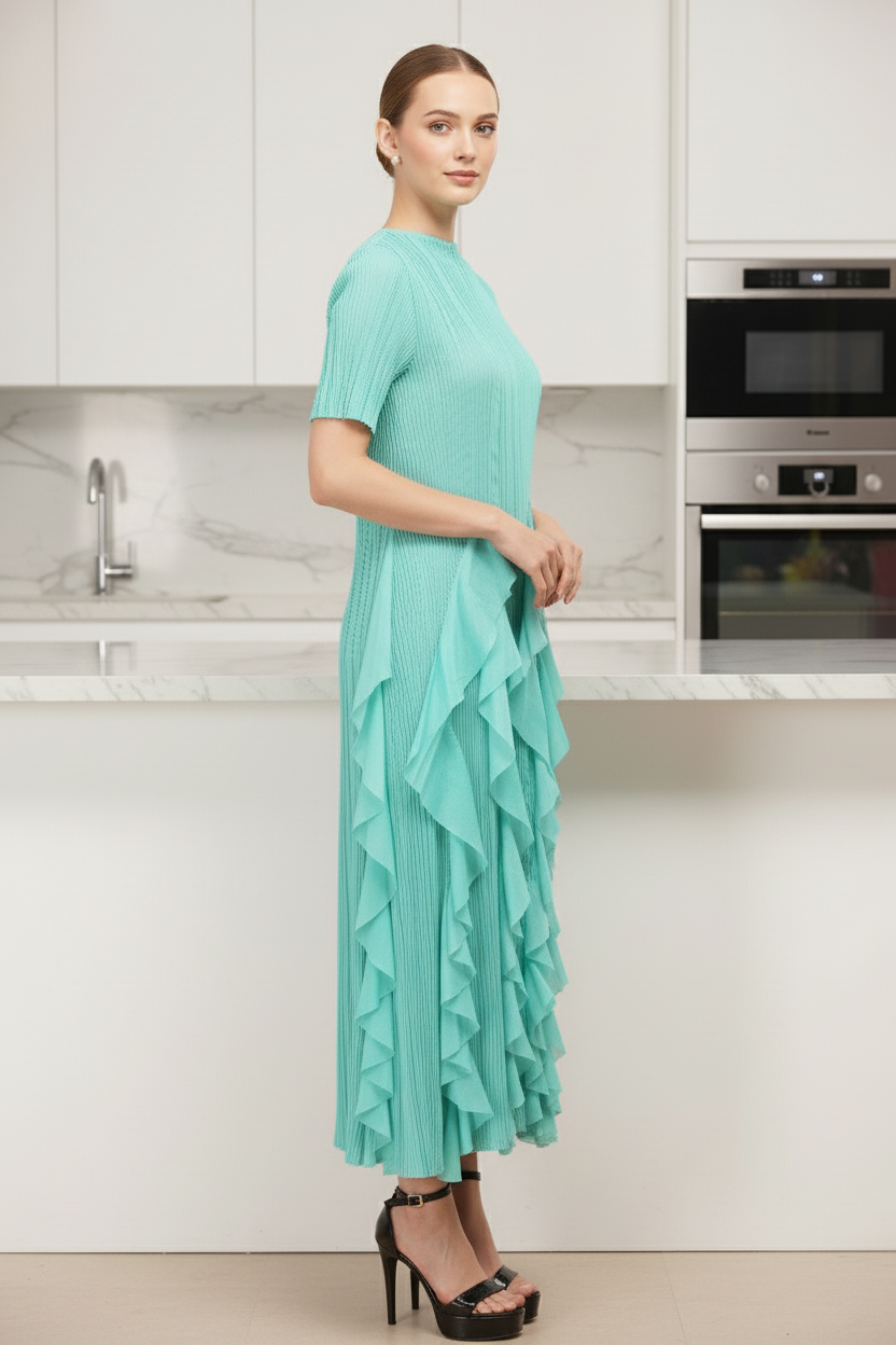 Spring Summer Ruffled Tunic - Mint