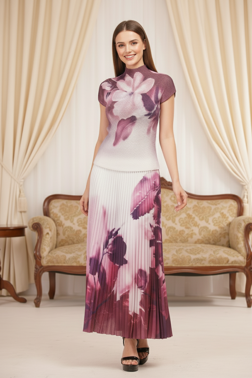 Spring Summer Dress Loose Casual Dress Floral Ink - Purple