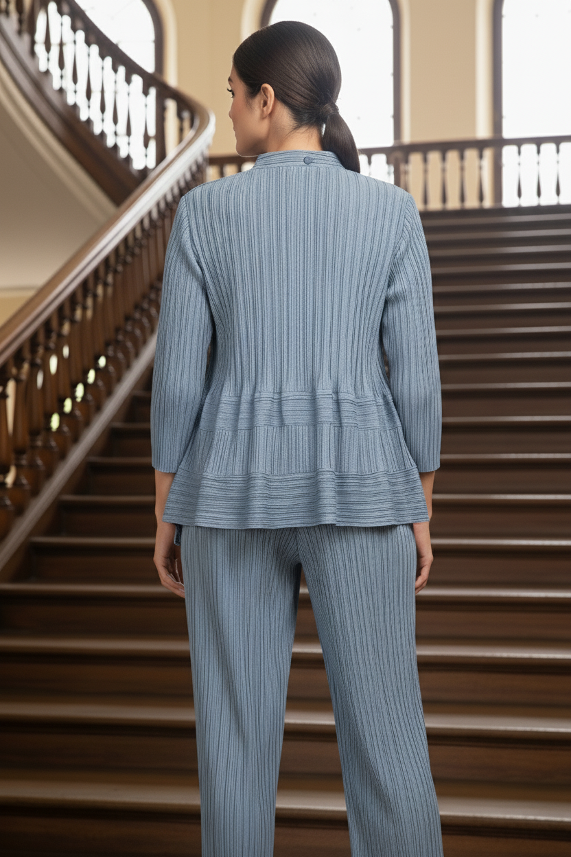 Garnet Polyester Pant Set - Blue