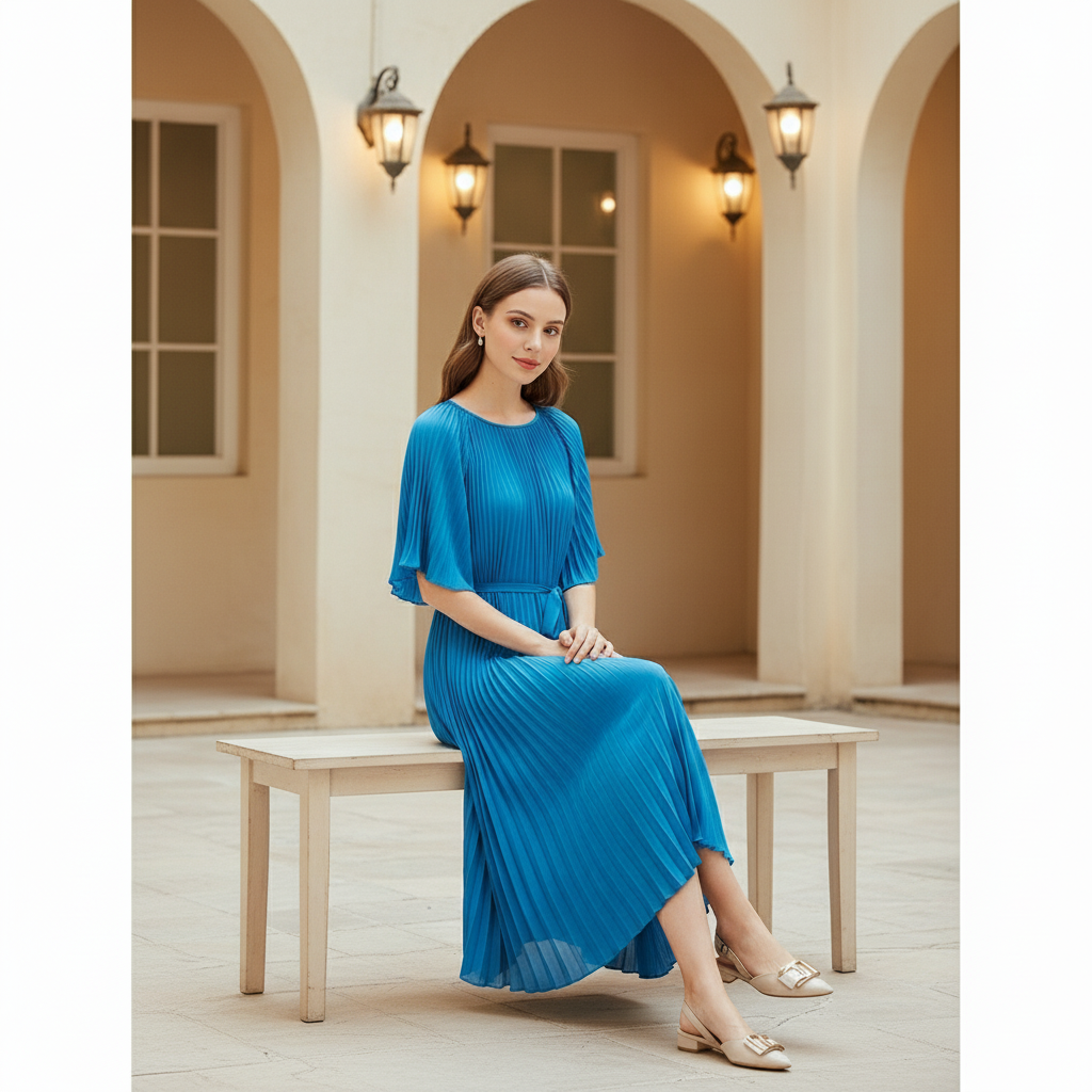 Poly knit skirt - Blue