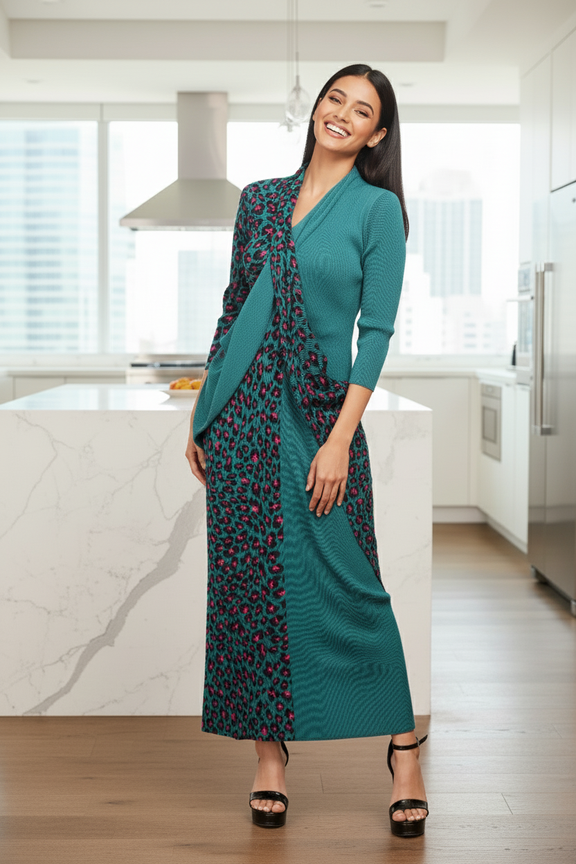 Ruffle Leopard Print  - Blue