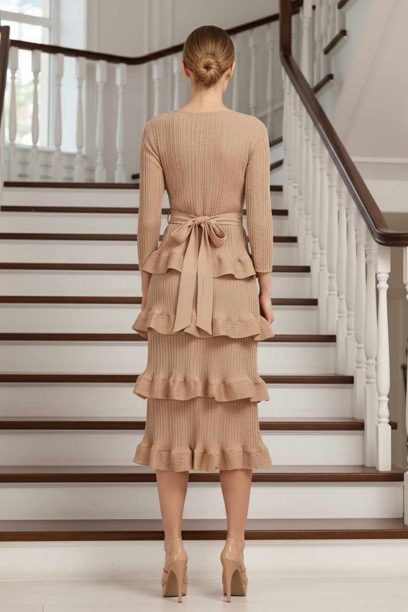 Spring Design Cake Slim Stitching Casual Party - Beige