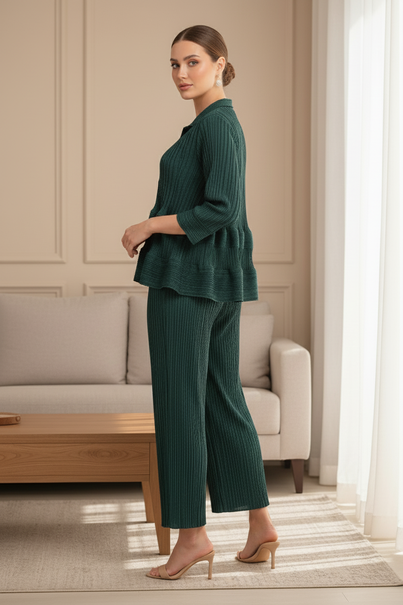 Garnet Polyester Pant Set - Green