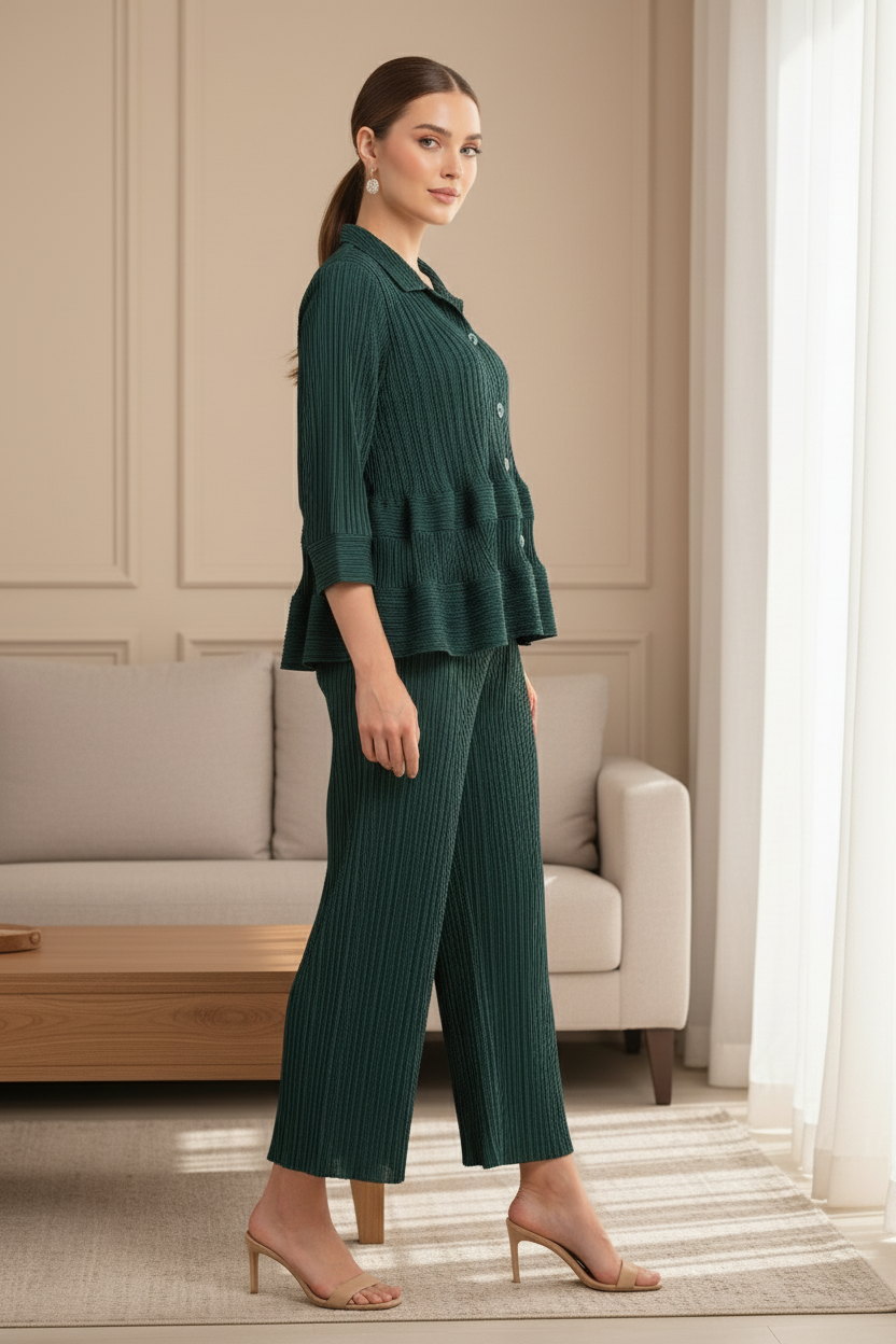Garnet Polyester Pant Set - Green