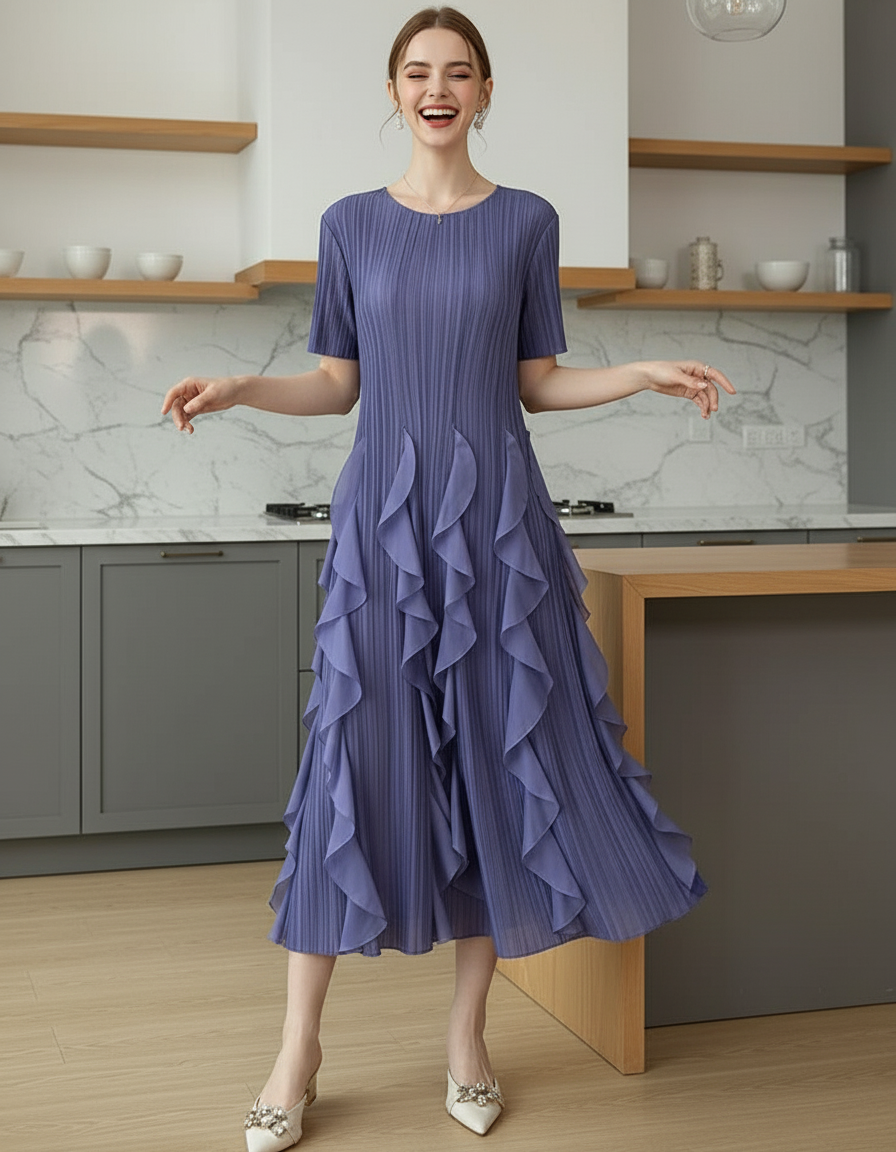 Spring Summer Ruffled Tunic - Purple