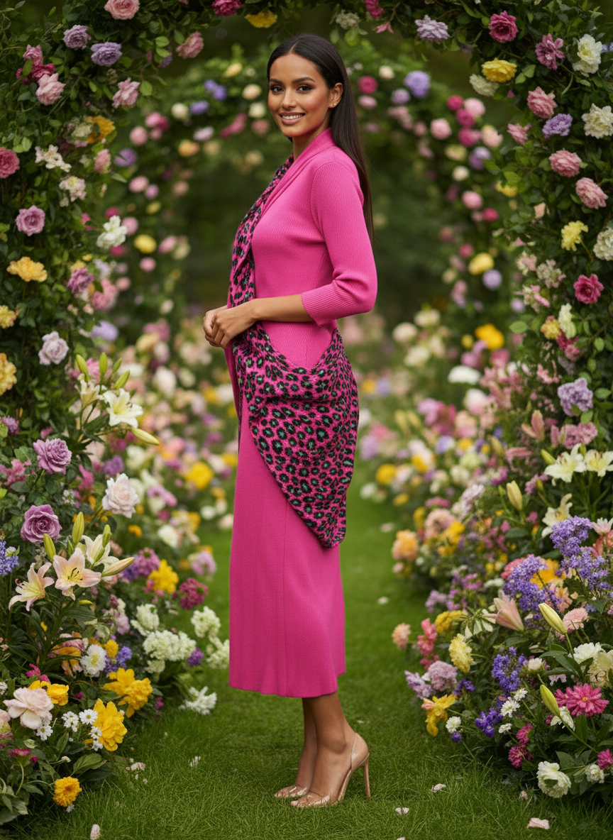 Ruffle Leopard Print  - Pink