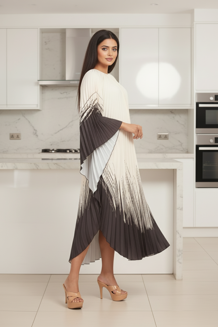 Pleated Dress Free Size - Beige