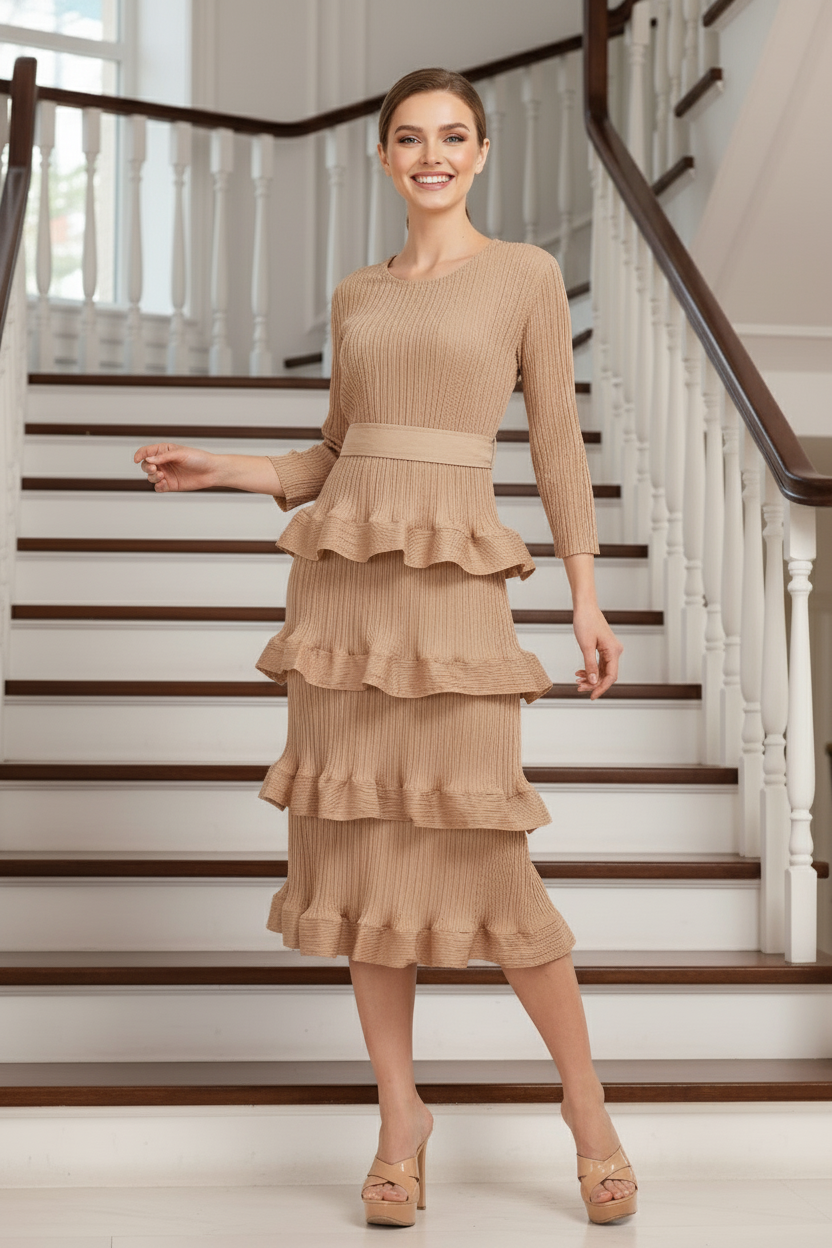 Spring Design Cake Slim Stitching Casual Party - Beige