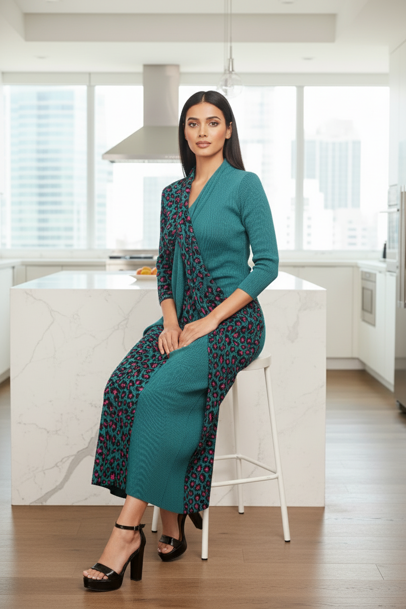 Ruffle Leopard Print  - Blue