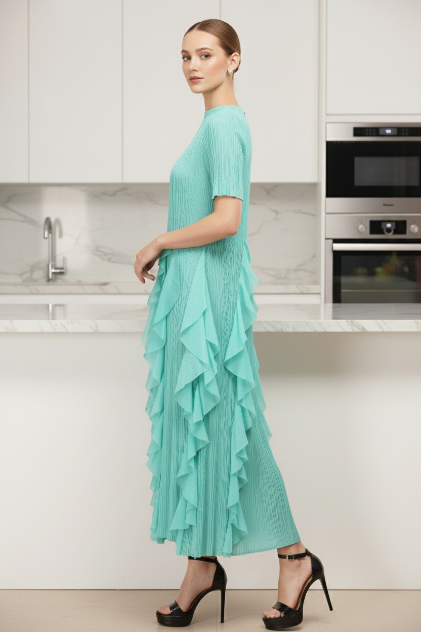 Spring Summer Ruffled Tunic - Mint