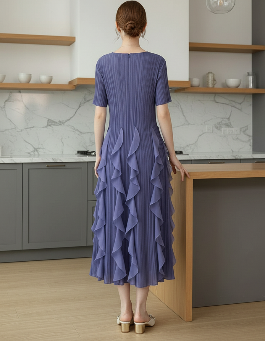 Spring Summer Ruffled Tunic - Purple