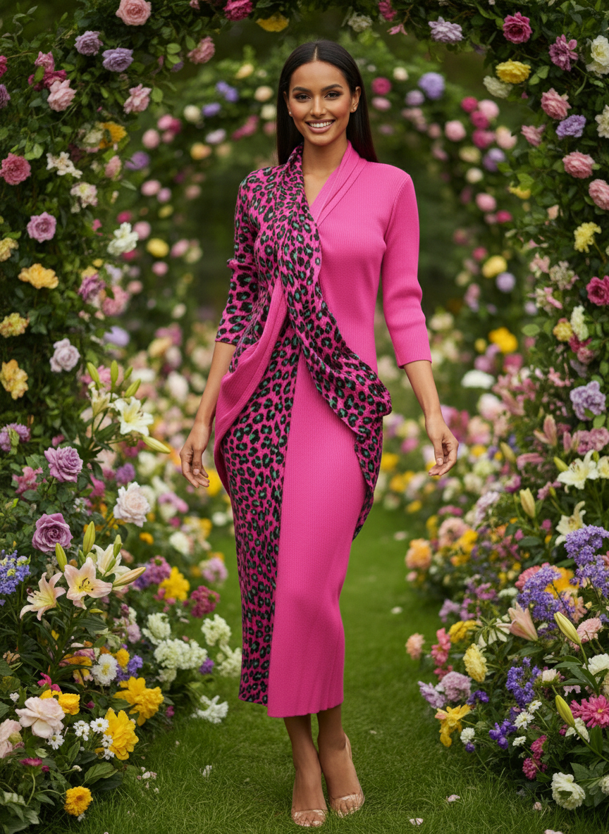 Ruffle Leopard Print  - Pink