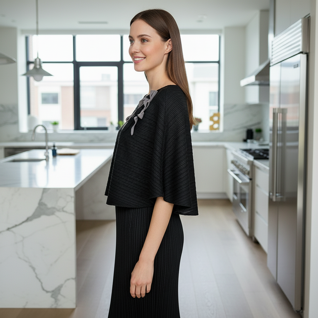 Elegant Two Piece Dress -  Black