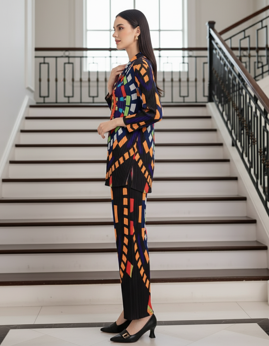 Abstract Geometric Printed design -  Black