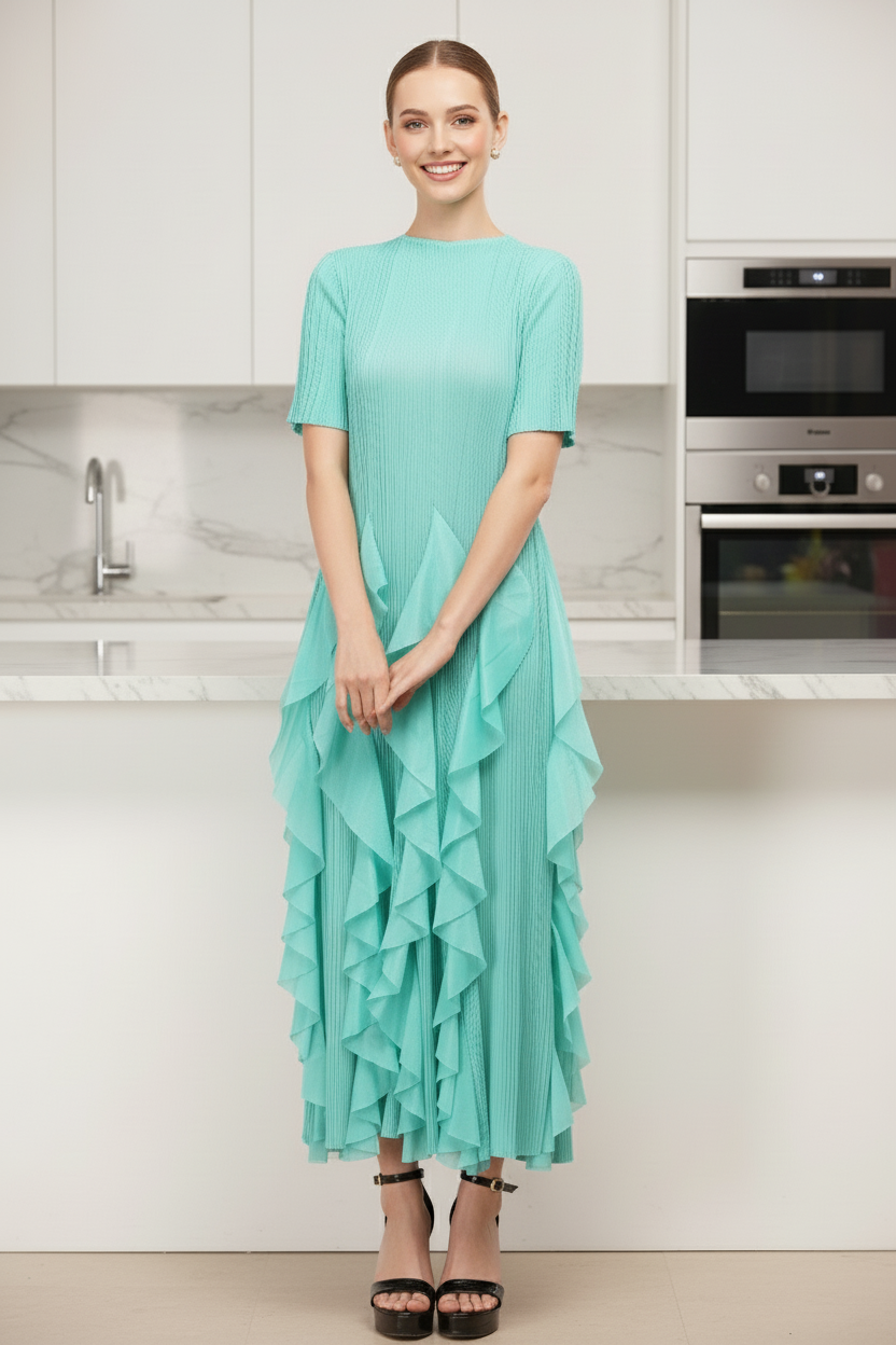 Spring Summer Ruffled Tunic - Mint
