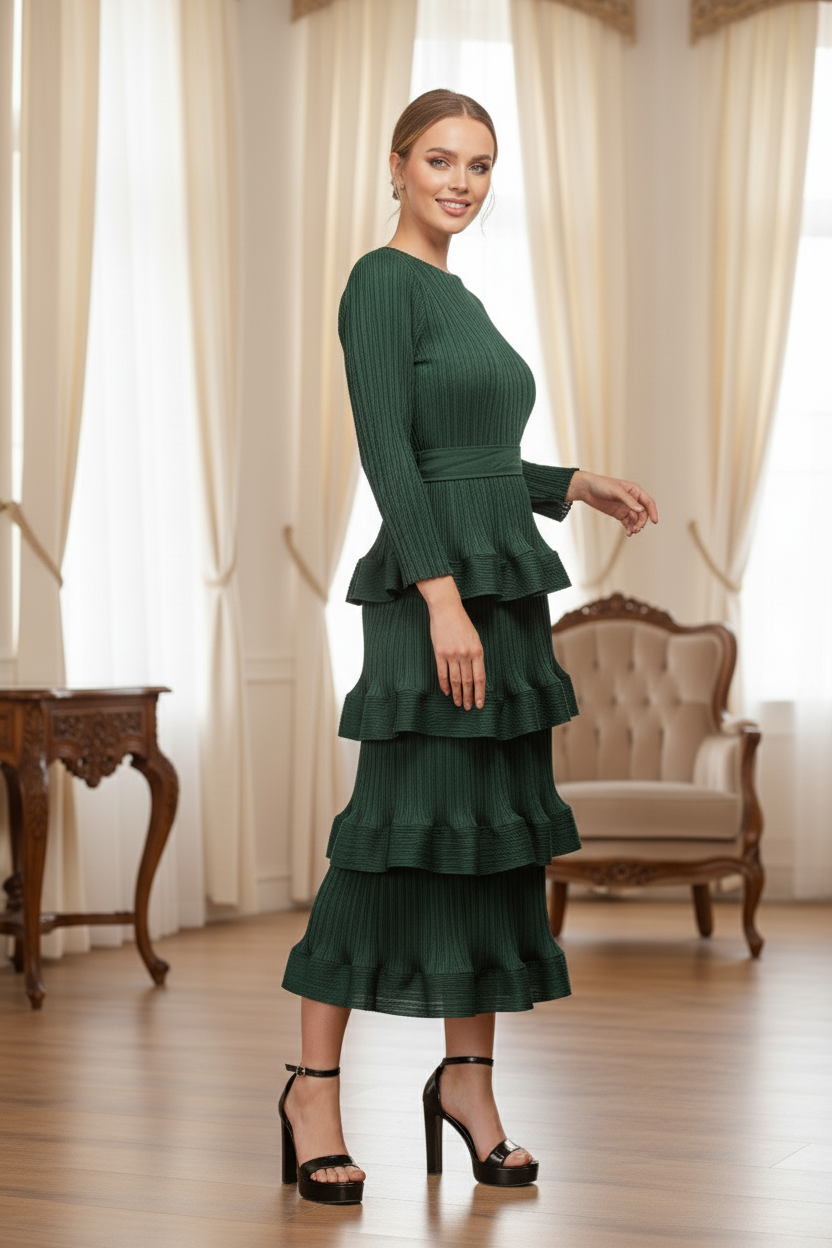 Spring Design Cake Slim Stitching Casual Party - Green