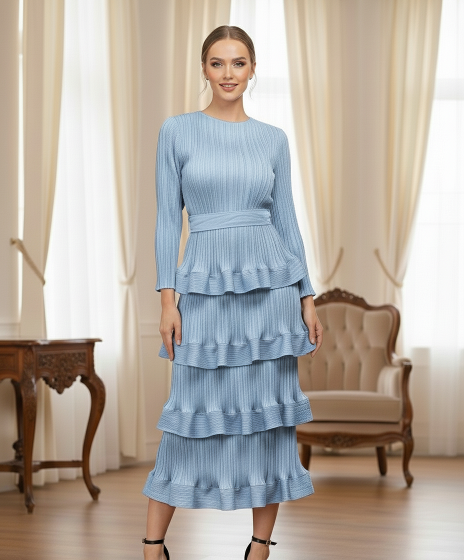 Spring Design Cake Slim Stitching Casual Party - Blue