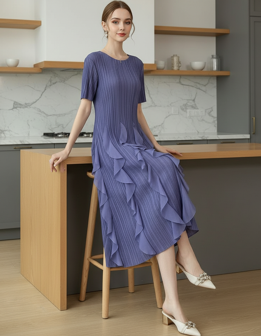 Spring Summer Ruffled Tunic - Purple