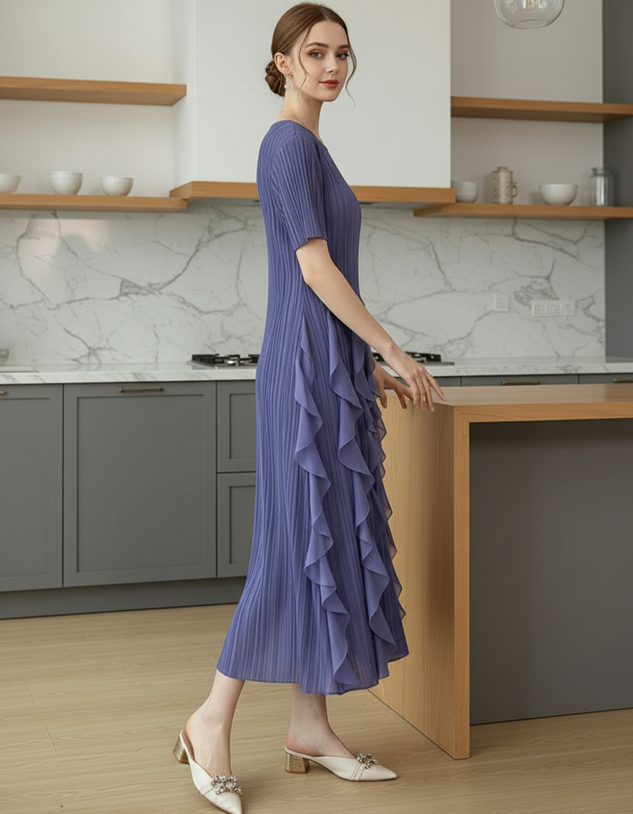 Spring Summer Ruffled Tunic - Purple